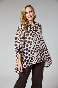 DECK Oversized Floaty Spotty Shirt Chocolate