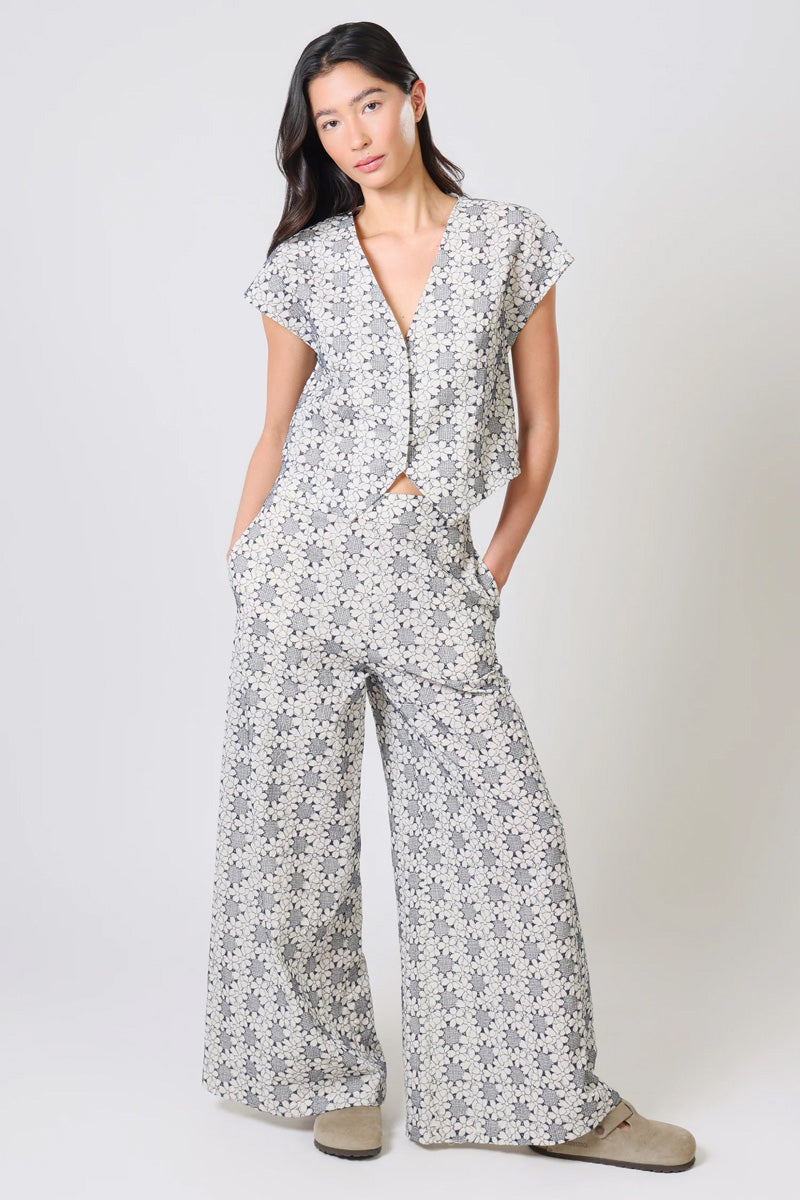 TRAFFIC PEOPLE Rene Wide Leg Trousers Navy/Cream