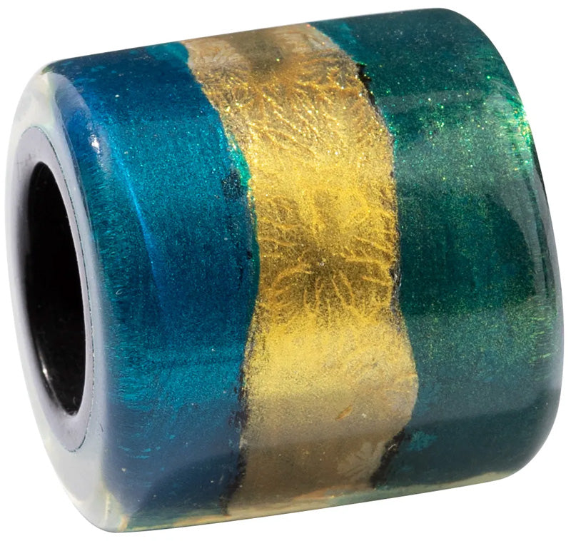 Calitaa Luxury Collection Cylinder Stripe Bead Teal/Gold/Green