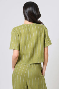 TRAFFIC PEOPLE Daisy Linen Top Green