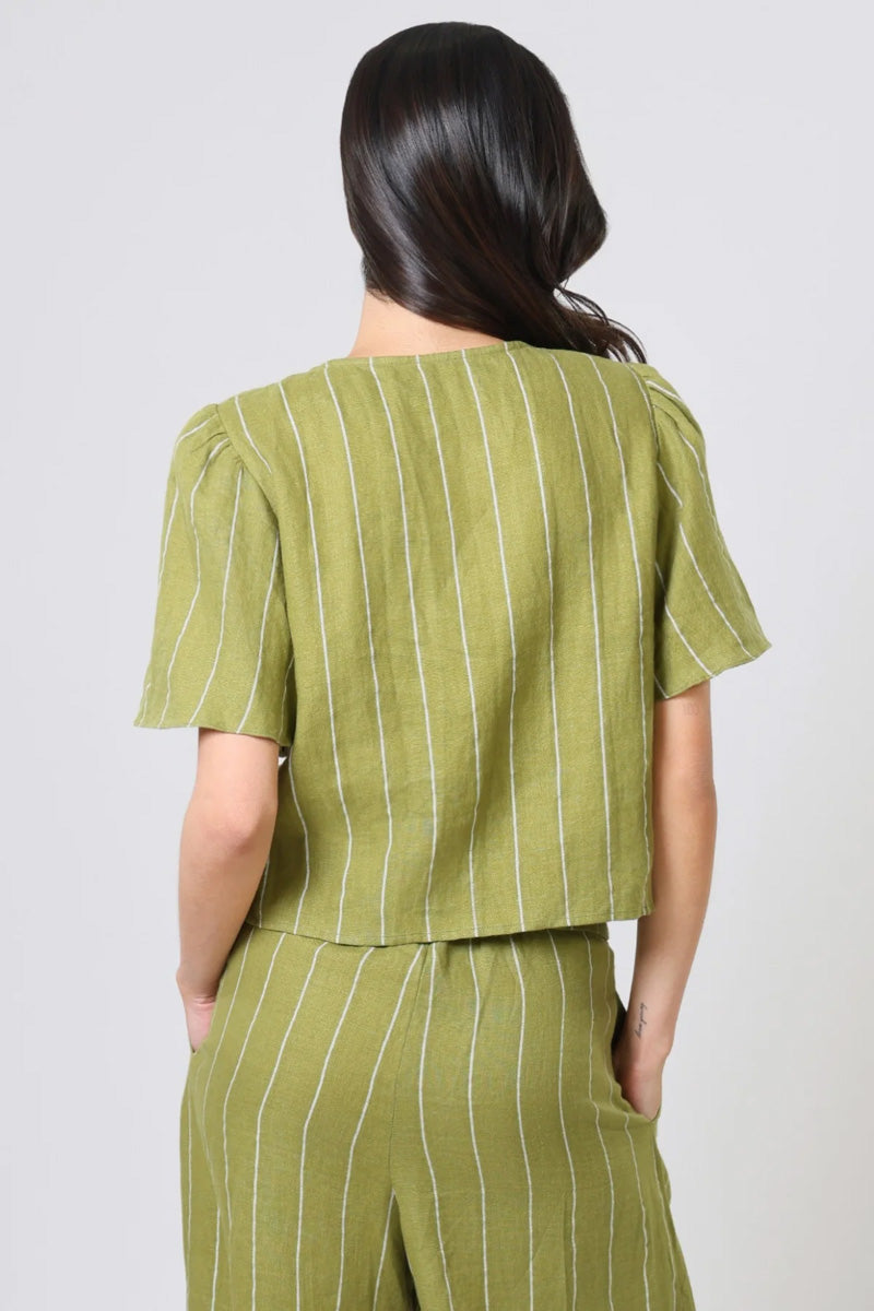 TRAFFIC PEOPLE Daisy Linen Top Green