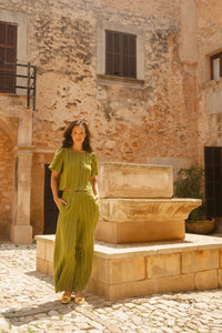 TRAFFIC PEOPLE Daisy Linen Top Green