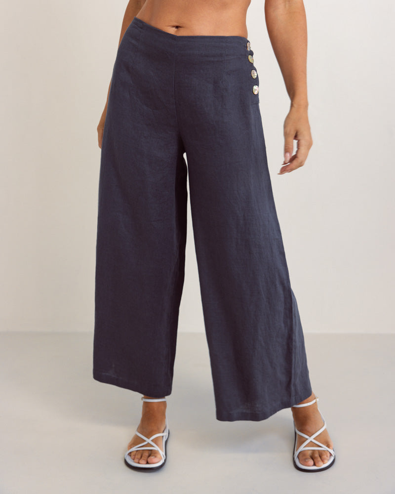 SEESAW Linen Wide Leg Trousers Charcoal