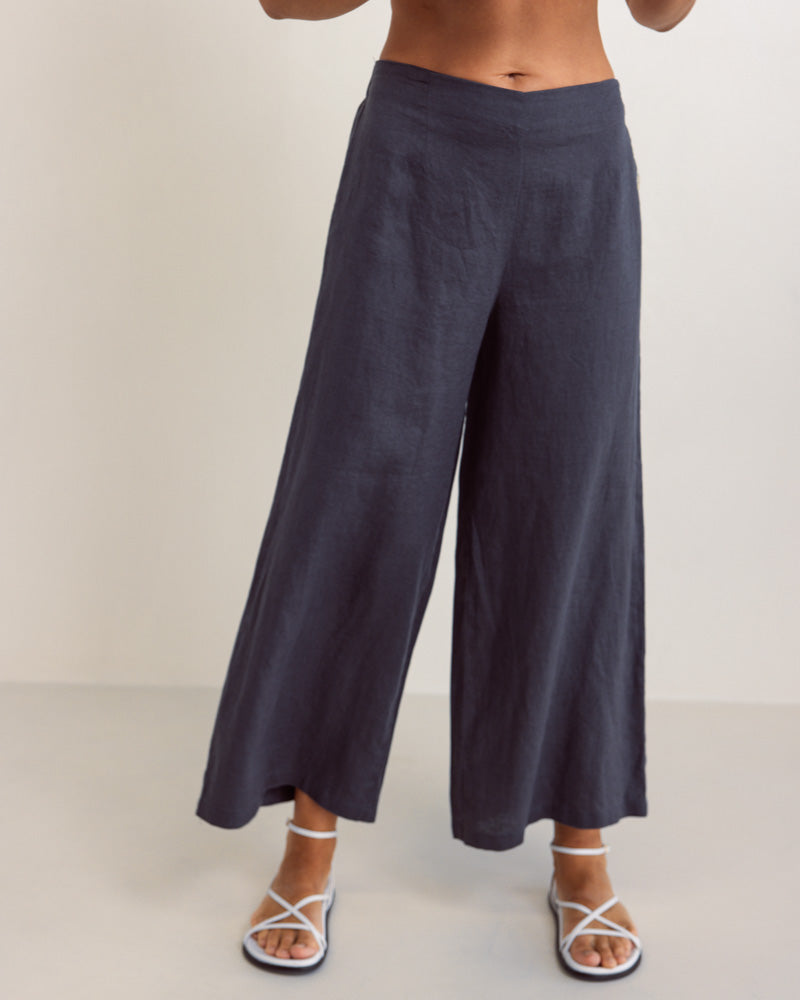 SEESAW Linen Wide Leg Trousers Charcoal