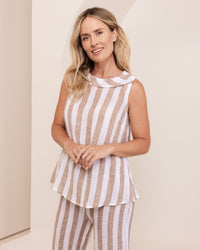 SEESAW Textured Linen Trousers White/Bronze