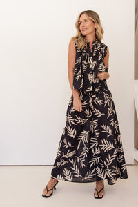 SEESAW Cotton Leaf Print Trousers Black/Stone