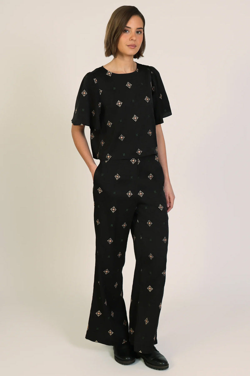 TRAFFIC PEOPLE Edith Trousers Black/Gold/Green