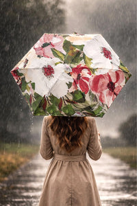 Pink Floral Bloom Mini Umbrella With Travel Case