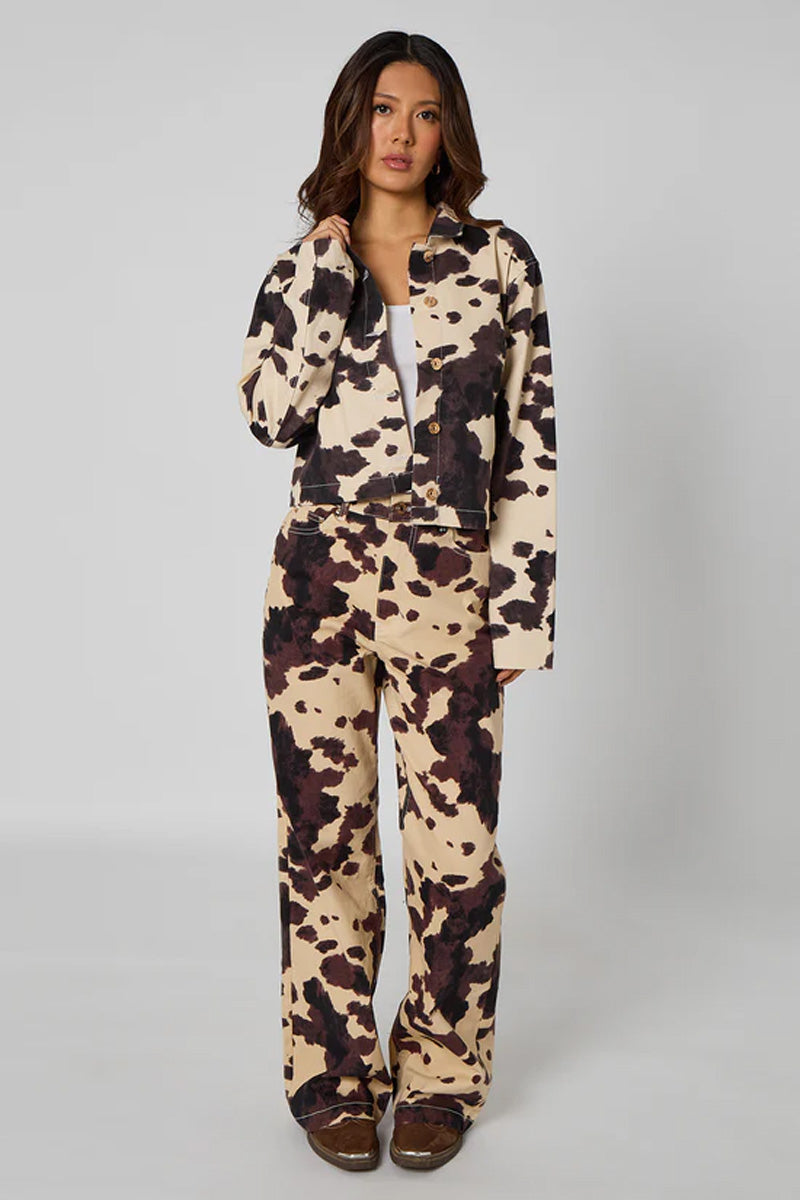 Cow Print Crop Jacket