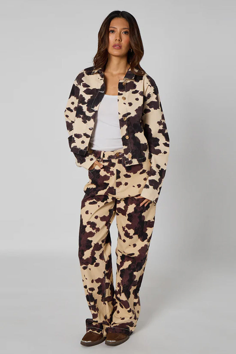 Cow Print Crop Jacket