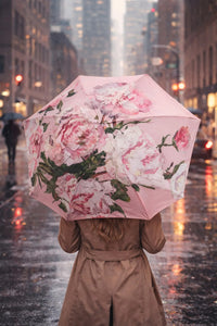 Pink Peonies Mini Umbrella With Travel Case