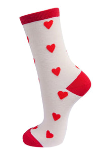 Helena Heart Bamboo Socks Stone/Red