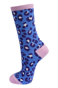 Animal Print Bamboo Socks Denim/Pink