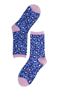 Animal Print Bamboo Socks Denim/Pink