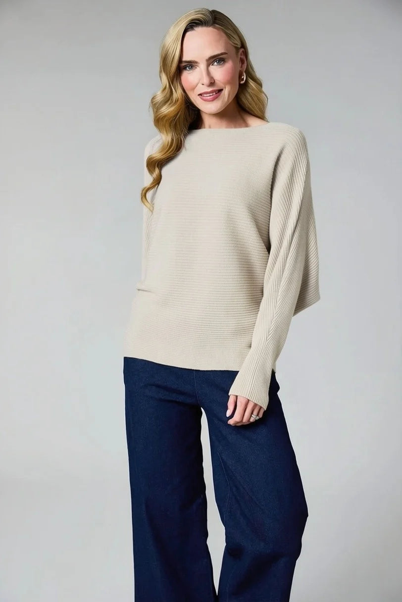 DECK Ribbed Batwing Sweater Taupe