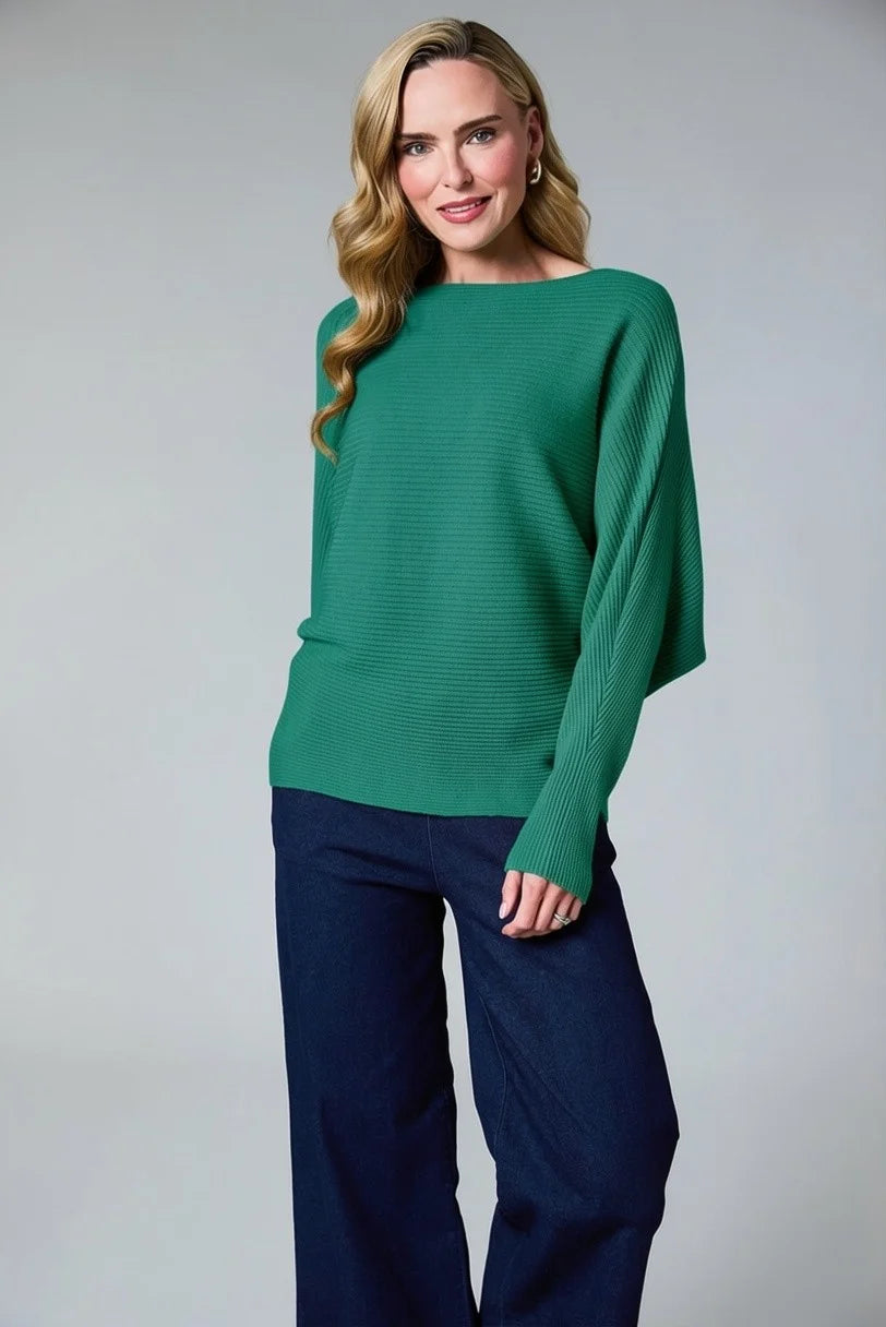 DECK Ribbed Batwing Sweater Teal
