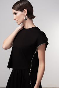 HAAKO Sleeveless Side Zip Detail Top Black