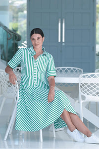 FOIL Award Winning Dress Green Stripe