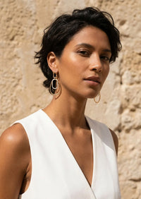 Mia Hammered Drop Earrings-Gold/Silver