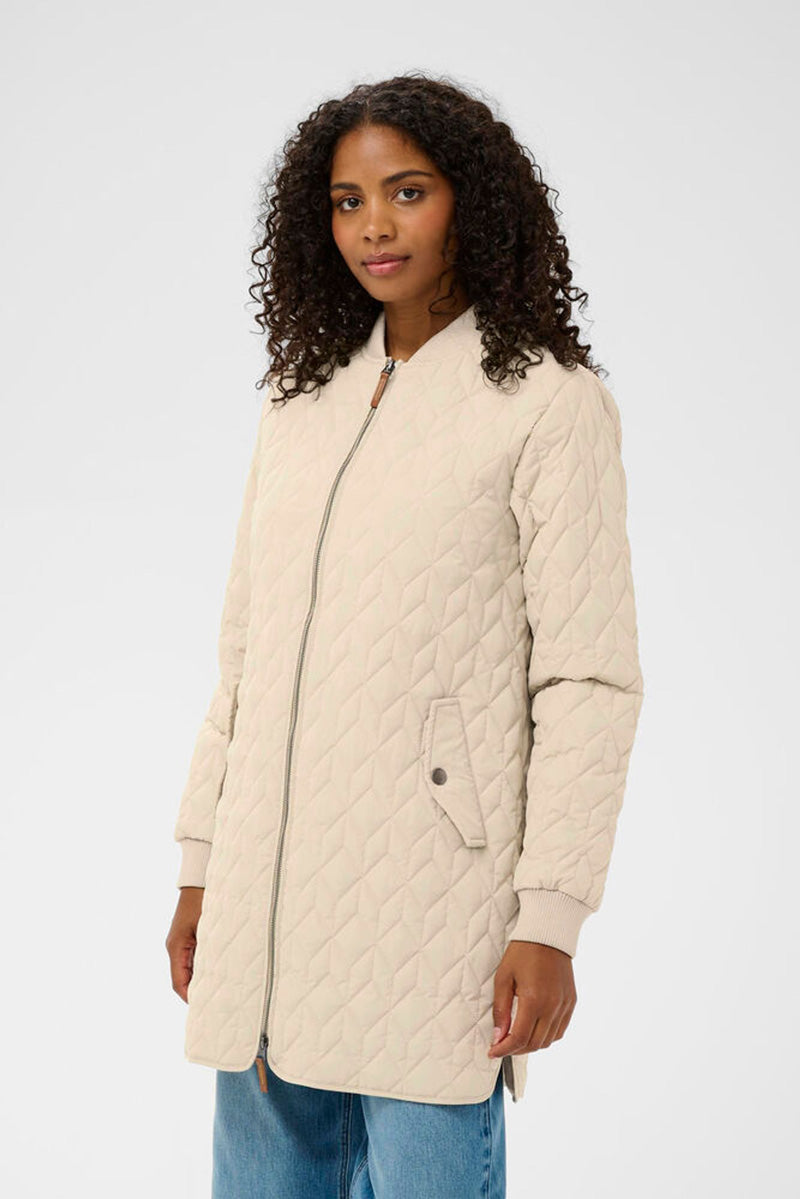 KAFFE KAlelia Mid Length Quilted Jacket Feather Grey