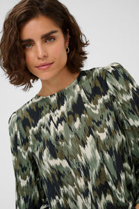 KAFFE KAkia Blouse-Green Black Abstract