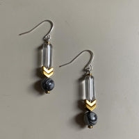 GIST Glass Hematite Drop Earrings Black