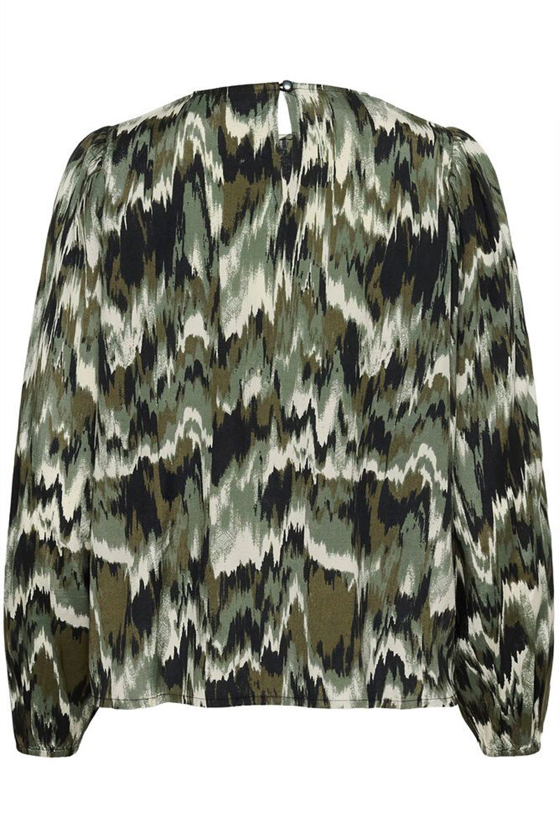 KAFFE KAkia Blouse-Green Black Abstract