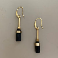 GIST Hematite & Obsidian Drop Earrings Black/Gold