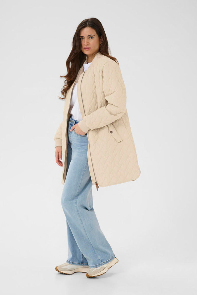 KAFFE KAlelia Mid Length Quilted Jacket Feather Grey