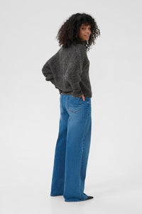 KAFFE KAuma V-Neck Cardigan Dark Grey Melange