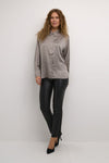 KAFFE KAada Faux Leather Trousers-Deep Black