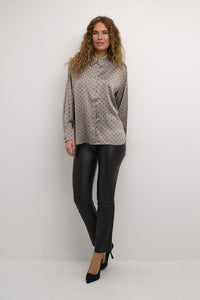 KAFFE KAada Faux Leather Trousers-Deep Black