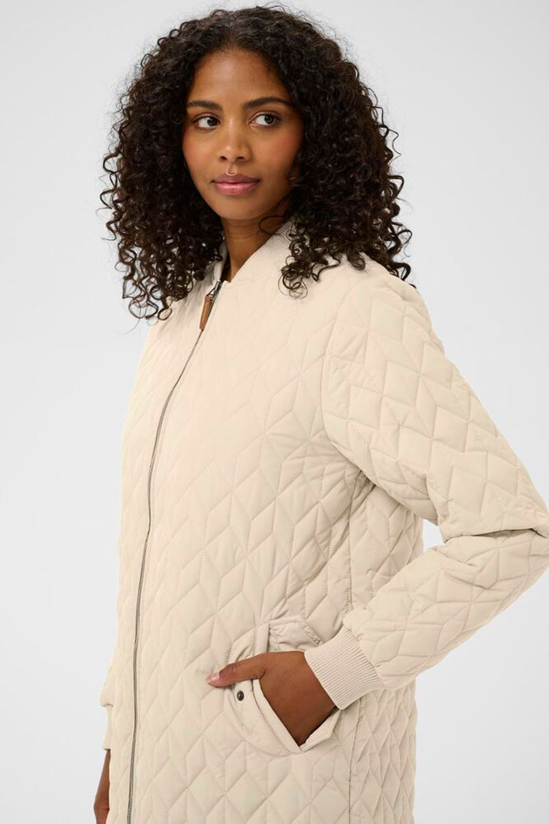 KAFFE KAlelia Mid Length Quilted Jacket Feather Grey