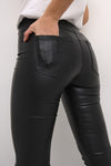 KAFFE KAada Faux Leather Trousers-Deep Black