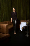 KAFFE KAada Faux Leather Trousers-Deep Black