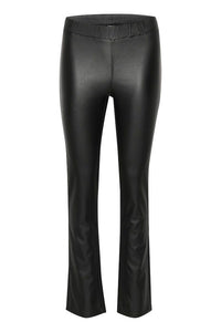 KAFFE KAada Faux Leather Trousers-Deep Black