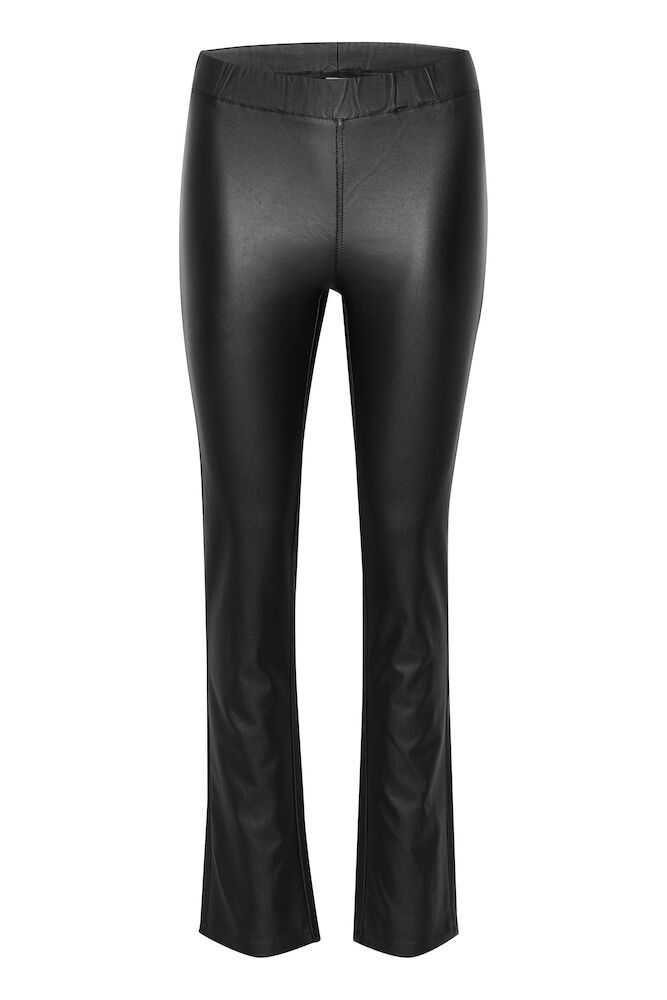 KAFFE KAada Faux Leather Trousers-Deep Black
