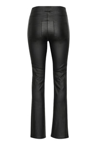KAFFE KAada Faux Leather Trousers-Deep Black