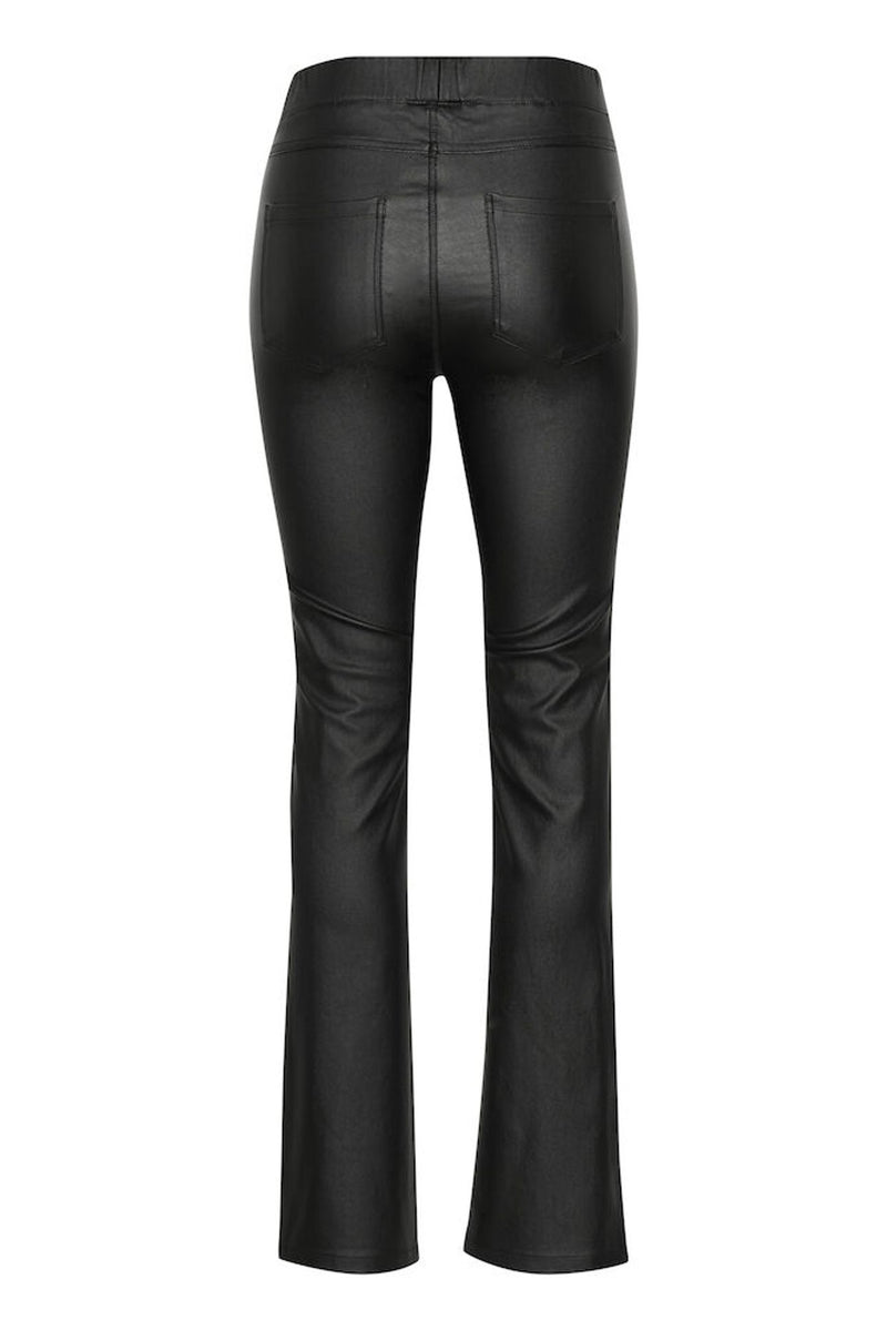 KAFFE KAada Faux Leather Trousers-Deep Black