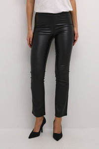 KAFFE KAada Faux Leather Trousers-Deep Black