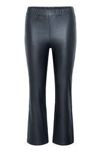 KAFFE KAada Faux Leather Trousers-Black Oyster