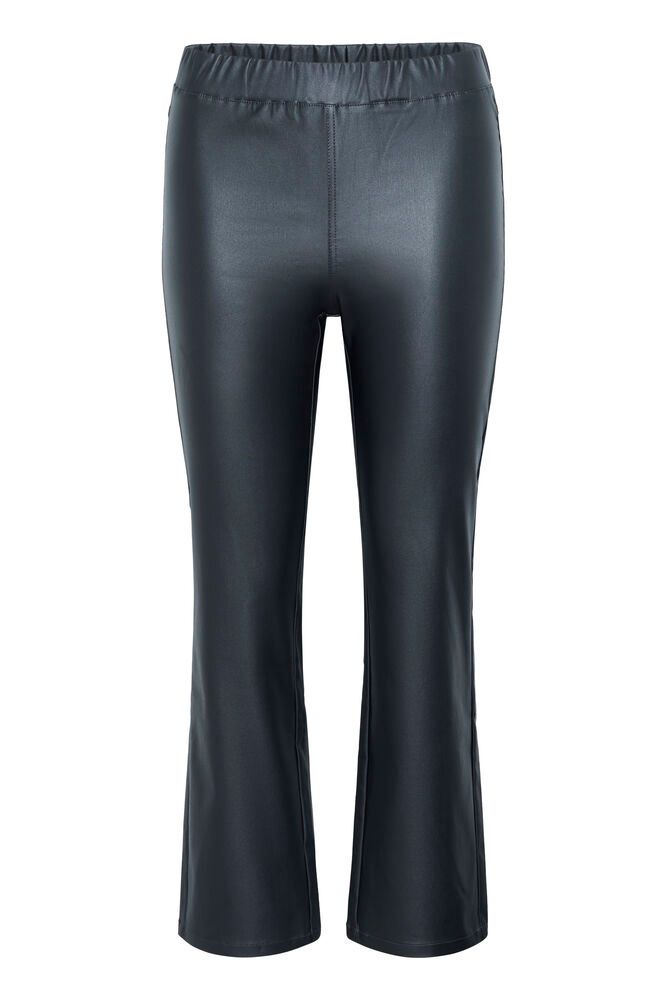 KAFFE KAada Faux Leather Trousers-Black Oyster