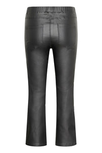 KAFFE KAada Faux Leather Trousers-Black Oyster