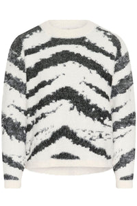 KAFFE KAbiva Pullover Chalk/Black Animal