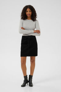 KAFFE KAlizza Boatneck Solid Pullover-Light Grey Melange