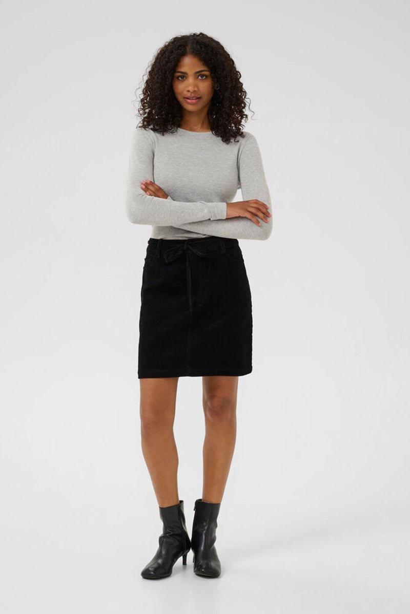 KAFFE KAlizza Boatneck Solid Pullover-Light Grey Melange