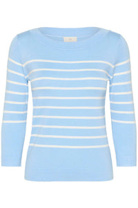 KAFFE KAlizza Striped Boatneck Sweater Powder Blue