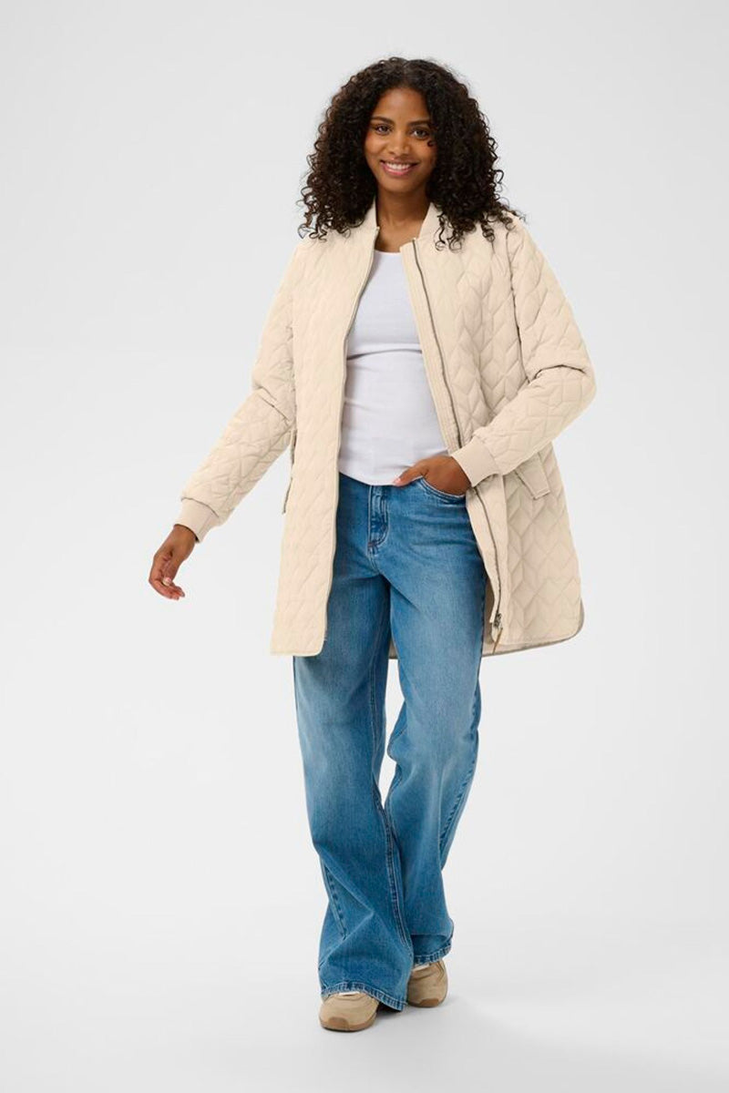 KAFFE KAlelia Mid Length Quilted Jacket Feather Grey