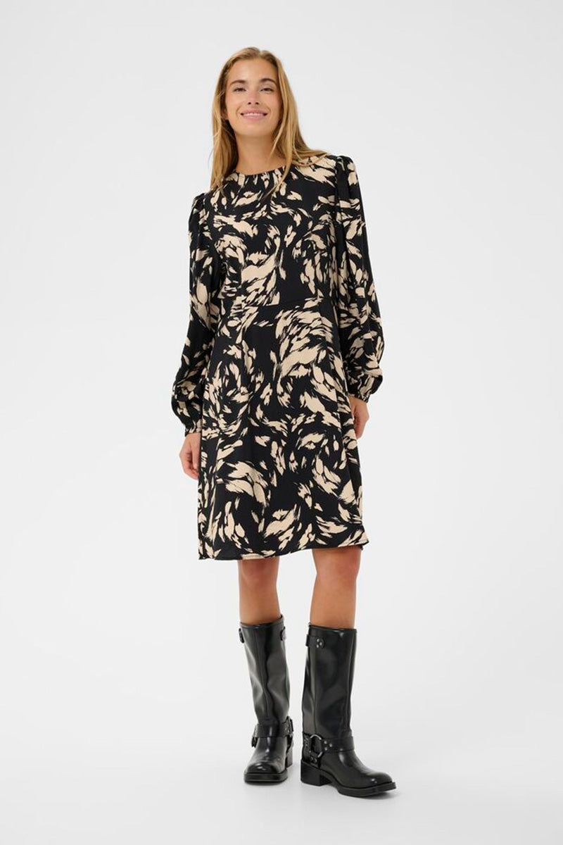 KAFFE KAulla Dress-Black/Stone Graphic