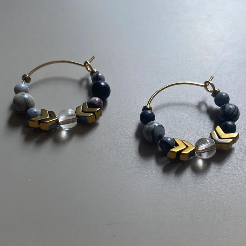 GIST Maifan/Jasper Gold Plated Hoops